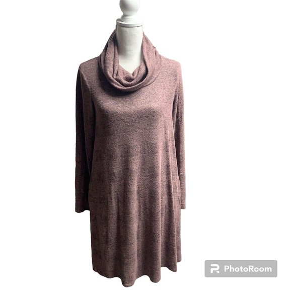Apt 9 dark pink cowlneck dress size small long sleeve has pockets - Picture 1 of 7